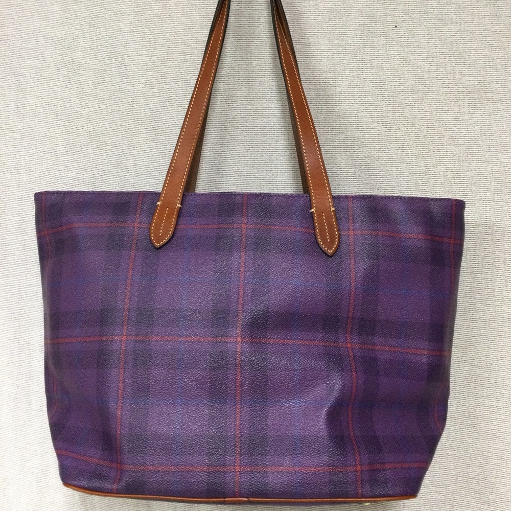 Dooney & Bourke purple plaid tote